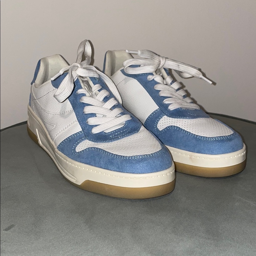 JustFab Brooklyn Court Sneakers in Kentucky Blue and White